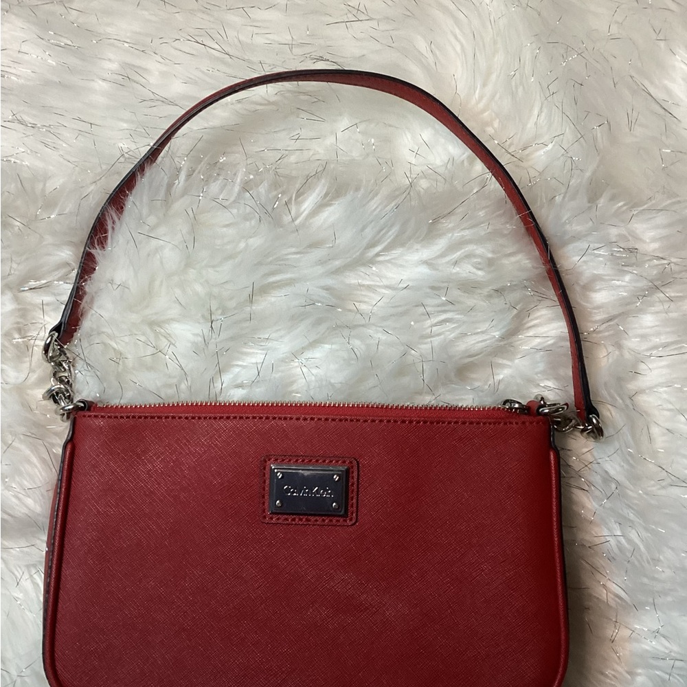 Calvin Klein Red Shoulder Bag Silver Hardware